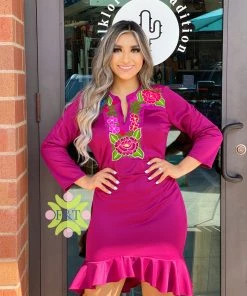 Folklore & Tradition Traditional Mid Sleeve Ruffled Mini