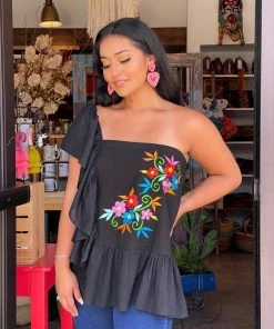 Folklore & Tradition Ruffled Sleeve Top