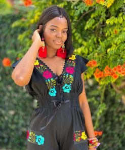 Folklore & Tradition Bottoms Cap Sleeve Sophie Jumper - Black