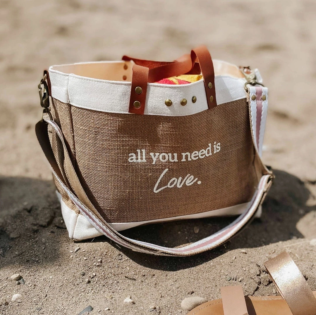 Folklore & Tradition BAGS All You Need Is Love Jute Crossbody Tote 2 Folklore & Tradition BAGS All You Need Is Love Jute Crossbody Tote