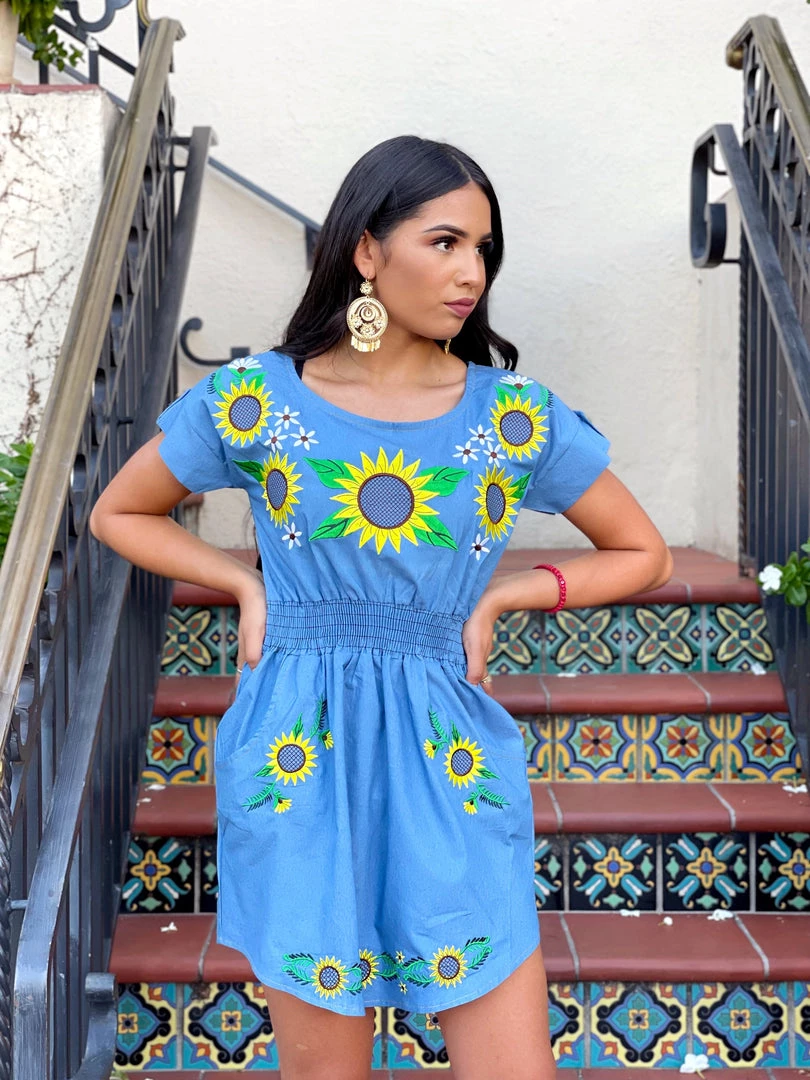 Folklore & Tradition Mini Denim Sun Dress Traditional 3 Folklore & Tradition Mini Denim Sun Dress Traditional