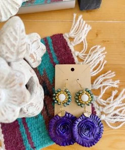 Folklore & Tradition Beaded Pearl Palm Earrings