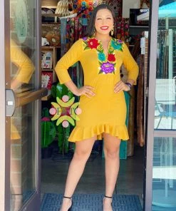 Folklore & Tradition Traditional Mid Sleeve Ruffled Mini