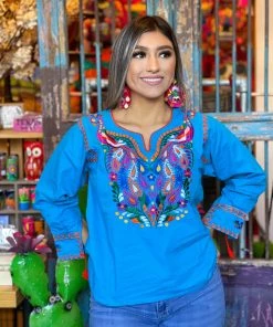 Folklore & Tradition Pavo Blouse - Azul
