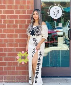 Folklore & Tradition Off-Shoulder Mariposa Bonita Dress