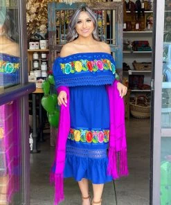 Folklore & Tradition Campesino Floral Lace (Royal)