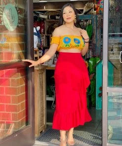 Folklore & Tradition Ruffled Wraparound Skirt Bottoms