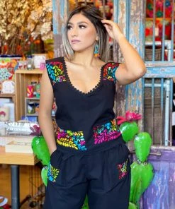 Folklore & Tradition Bottoms Mi Morelia Silk Set - Black