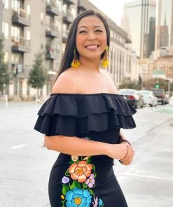 Folklore & Tradition Ruffled Off-Shoulder Dress