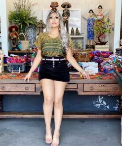 Folklore & Tradition Tops Emerald Reboso Top