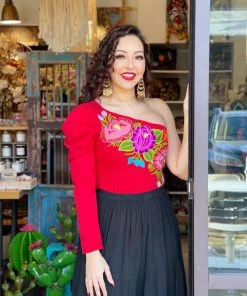 Folklore & Tradition Puff-Sleeve Bodysuit Tops