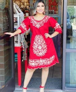 Folklore & Tradition Reina Dress In Red