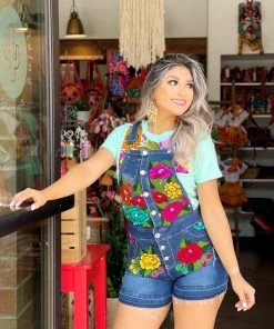 Folklore & Tradition Bottoms Floral Denim Overalls