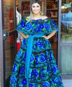 Folklore & Tradition Chiapas - Royal Blue Silk