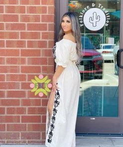 Folklore & Tradition Off-Shoulder Mariposa Bonita Dress