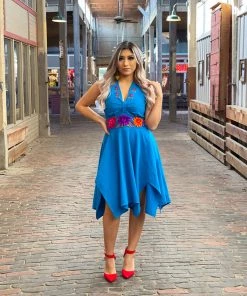 Folklore & Tradition Traditional Susset Halter Dress - Blue