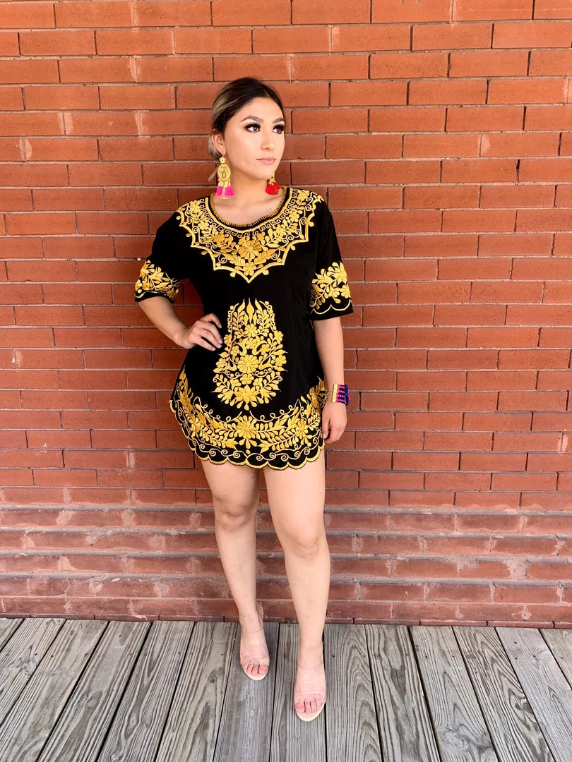 Folklore & Tradition Tops La Reina Blusón - 24K Gold 2 Folklore & Tradition Tops La Reina Blusón - 24K Gold