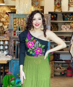 Folklore & Tradition Puff-Sleeve Bodysuit Tops