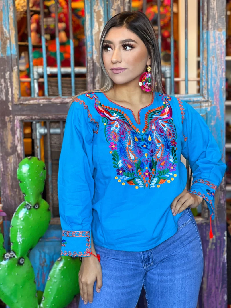 Folklore & Tradition Pavo Blouse - Azul 2 Folklore & Tradition Pavo Blouse - Azul