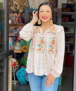 Folklore & Tradition Floricita Ruffled Sleeve Top