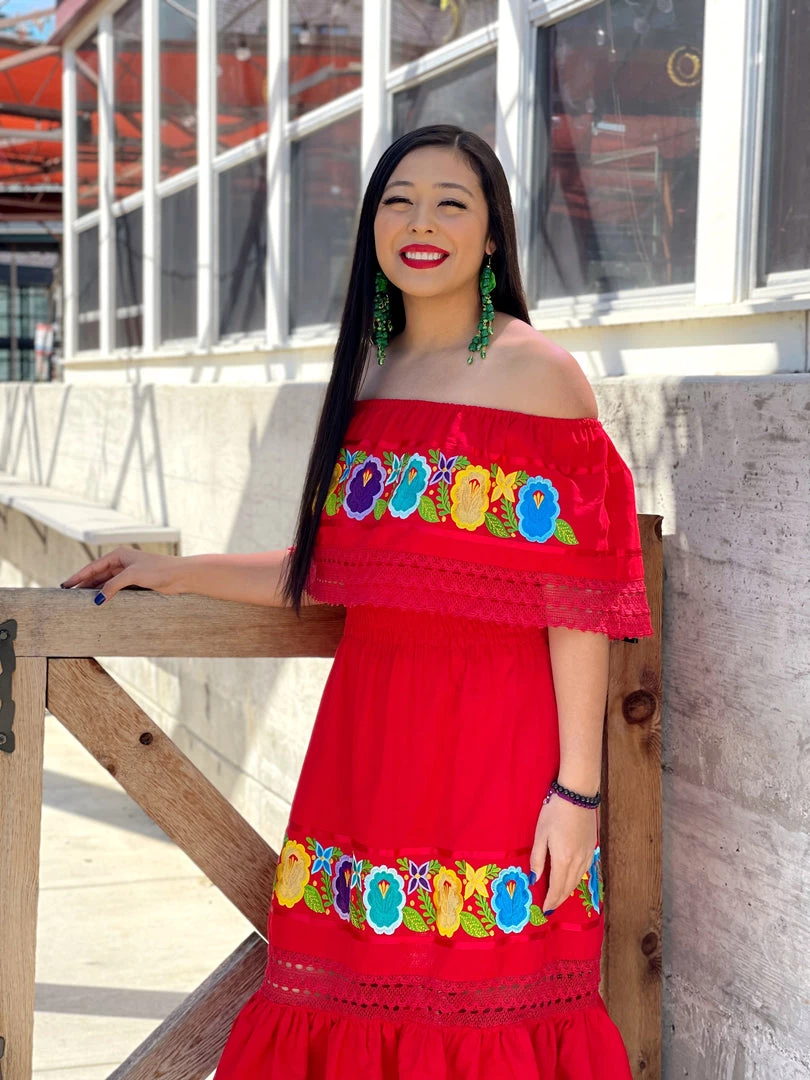 Folklore & Tradition Off-Shoulder Campesino Floral Lace (Red) *Premium* 2 Folklore & Tradition Off-Shoulder Campesino Floral Lace (Red) *Premium*