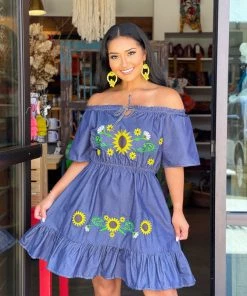 Folklore & Tradition Traditional Mi Chula Sunflower - Denim