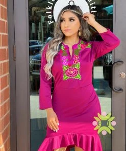 Folklore & Tradition Traditional Mid Sleeve Ruffled Mini