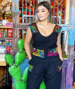 Folklore & Tradition Bottoms Mi Morelia Silk Set - Black