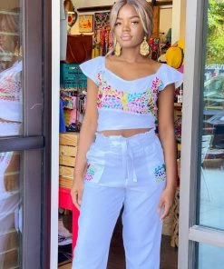 Folklore & Tradition Tops Morelia Silk Set - White