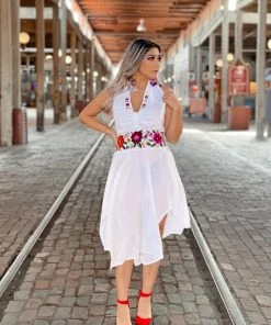 Folklore & Tradition Traditional Susset Halter Dress - White