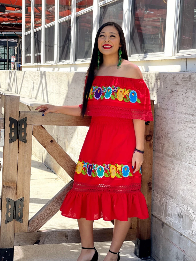 Folklore & Tradition Off-Shoulder Campesino Floral Lace (Red) *Premium* 1 Folklore & Tradition Off-Shoulder Campesino Floral Lace (Red) *Premium*