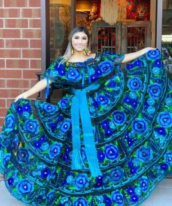 Folklore & Tradition Chiapas - Royal Blue Silk