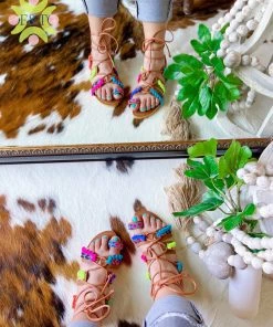 Folklore & Tradition Confetti Lace-up Sandals SHOES