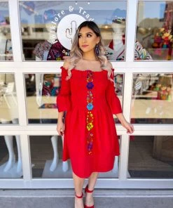 Folklore & Tradition Lilies Dress - Red