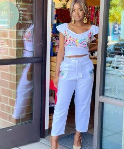 Folklore & Tradition Tops Morelia Silk Set - White