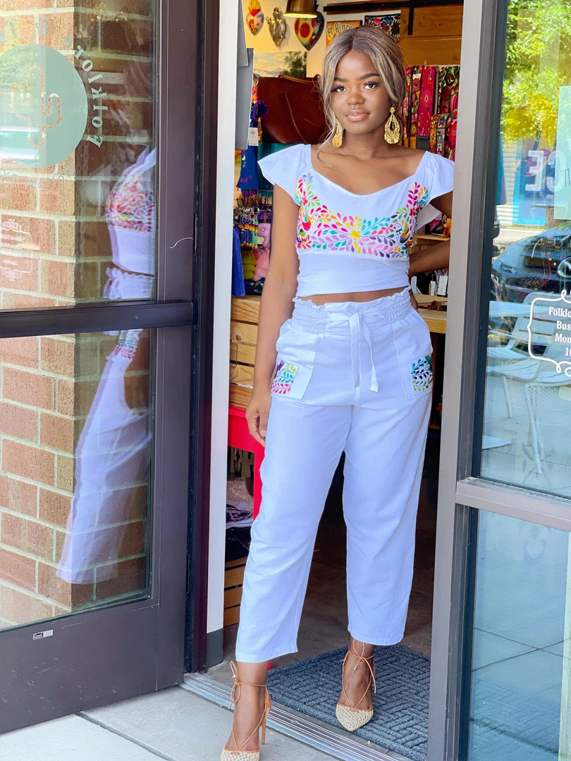 Folklore & Tradition Tops Morelia Silk Set - White 1 Folklore & Tradition Tops Morelia Silk Set - White