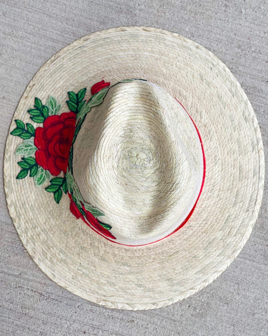 Folklore & Tradition Accessories Red Rose Palm Beach Hat 2 Folklore & Tradition Accessories Red Rose Palm Beach Hat