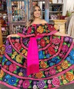 Folklore & Tradition Chiapas Pink Petatillo Dress