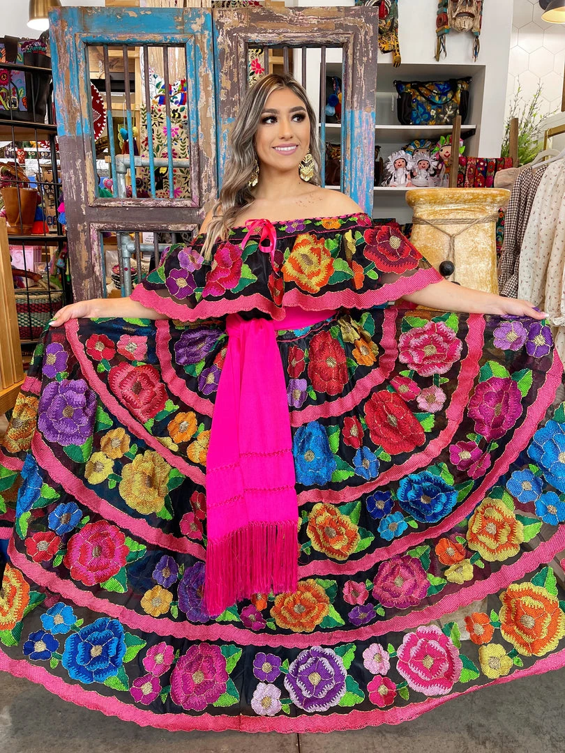 Folklore & Tradition Chiapas Pink Petatillo Dress 1 Folklore & Tradition Chiapas Pink Petatillo Dress