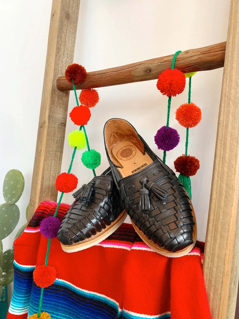 Folklore & Tradition Tasseled Huaraches - Black 1 Folklore & Tradition Tasseled Huaraches - Black
