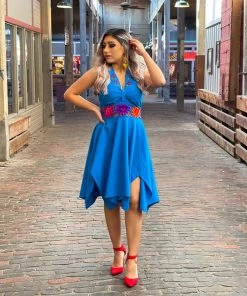 Folklore & Tradition Traditional Susset Halter Dress - Blue 5 Folklore & Tradition Traditional Susset Halter Dress - Blue