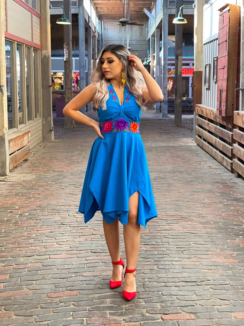 Folklore & Tradition Traditional Susset Halter Dress - Blue 3 Folklore & Tradition Traditional Susset Halter Dress - Blue