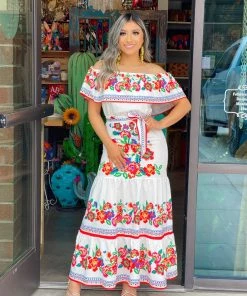 Folklore & Tradition Fiesta Print Maxi Dress Moderna Collection