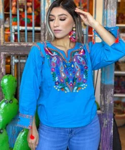 Folklore & Tradition Pavo Blouse - Azul 5 Folklore & Tradition Pavo Blouse - Azul